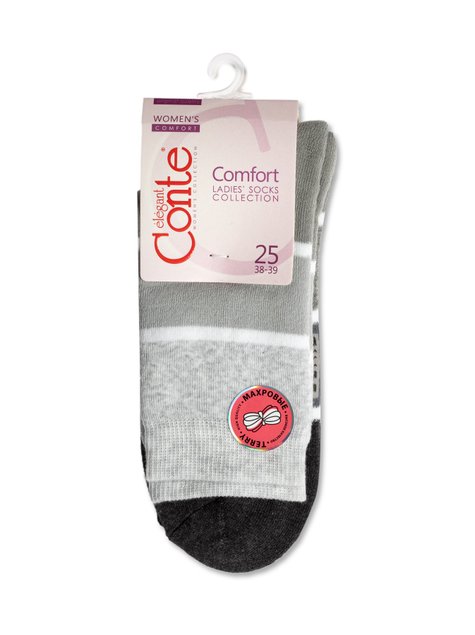 Шкарпетки жіночі бавовняні Conte Elegant COMFORT (махрові), серый, 36-37, 36, Сірий