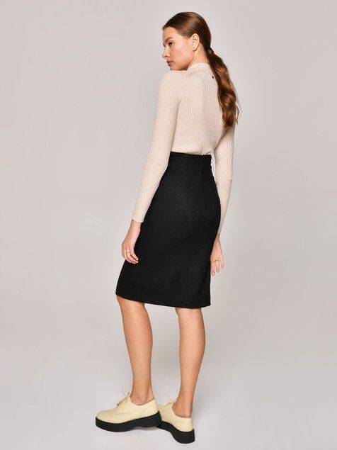 Замшева спідниця-олівець Conte Elegant ROYAL, black, XL, 48/170, Черный