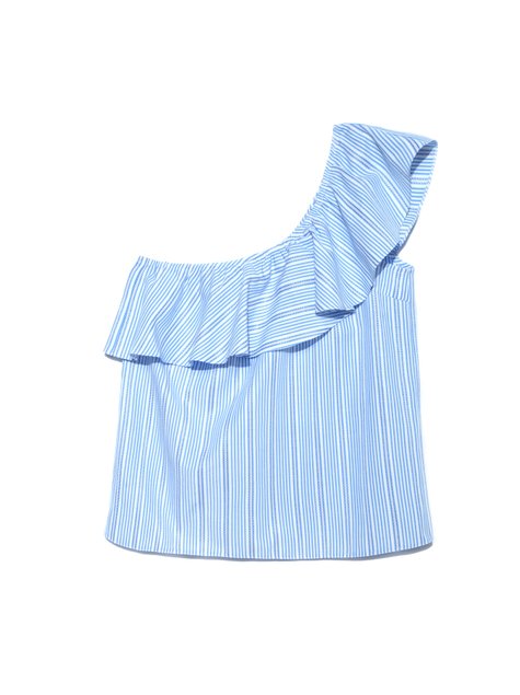Ультрамодна блузка на одне плече Conte Elegant LBL 929, blue-white, XS, 40/170, Комбинированный