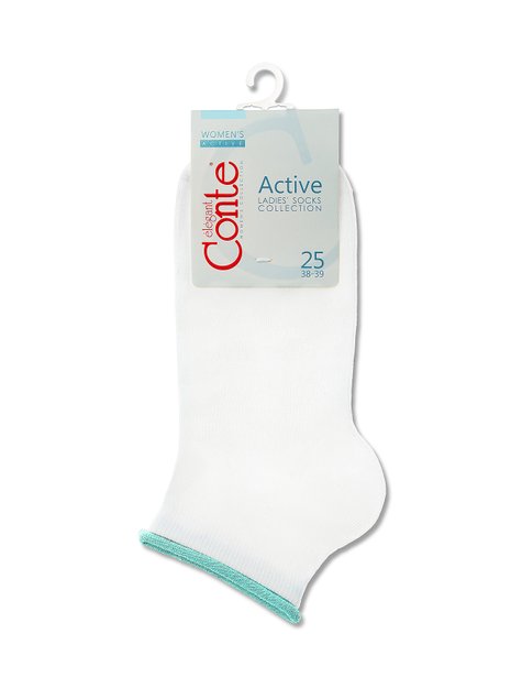 Шкарпетки жіночі Conte Elegant ACTIVE (декор. гумка), Белый-бледо-бирюзовый, 36-37, 36, Комбинированный