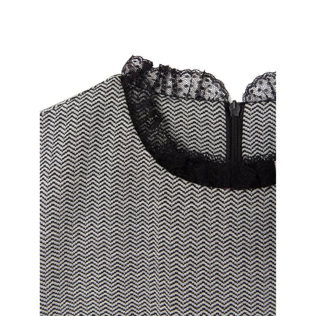 Сукня-футляр з металевим блиском і рукавами з мережива Conte Elegant LPL 849, grey, XL, 48/170, Сірий