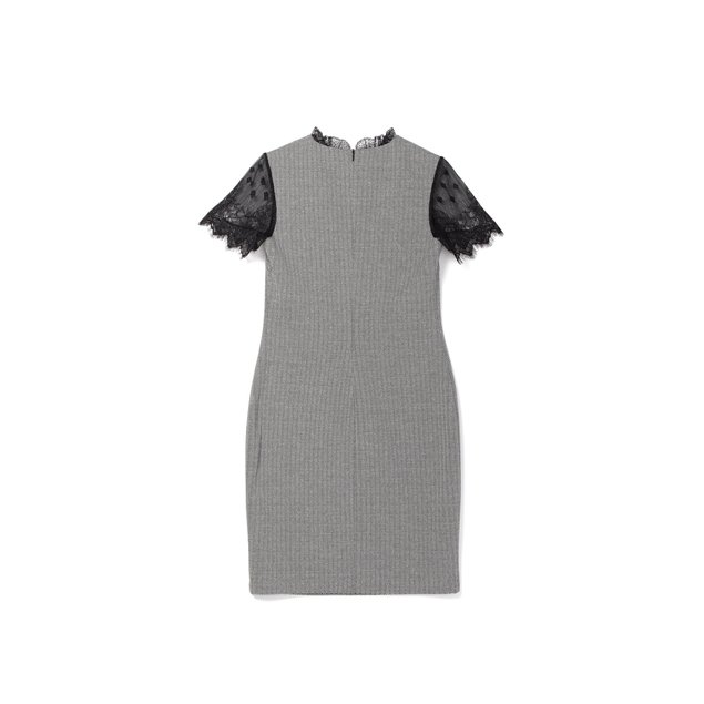 Платье-футляр с металлическим блеском и рукавами из кружева Conte Elegant LPL 849, grey, XL, 48/170, Серый
