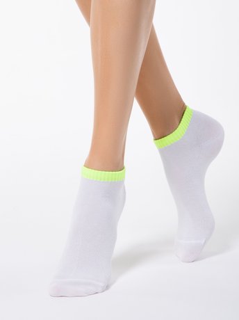 Шкарпетки жіночі бавовняні Conte Elegant CLASSIC (укорочені), Белый-Салатовый, 36-37, 36, Комбинированный
