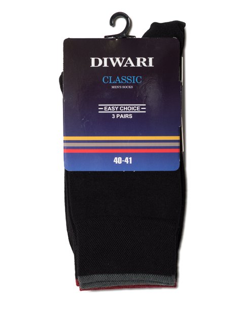 Носки мужские DiWaRi CLASSIC (3 пары), Черный, 40-41, 40, Черный