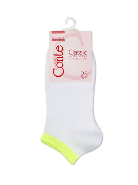 Носки женские хлопковые Conte Elegant CLASSIC (укороченные), Белый-Салатовый, 36-37, 36, Комбинированный