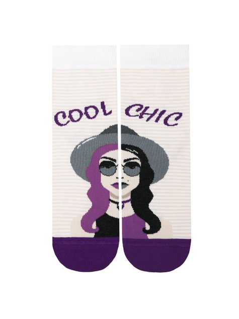 Шкарпетки жіночі бавовняні Conte Elegant HAPPY, абрикос-фиолетовый, 36-37, 36, Комбинированный