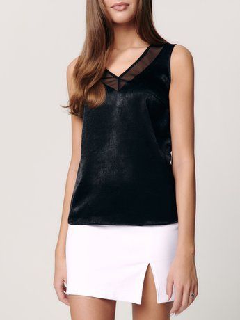 Блузка з легкої атласної тканини з ефектом оксамиту Conte Elegant LBL 1172, black, XS, 40/170, Черный