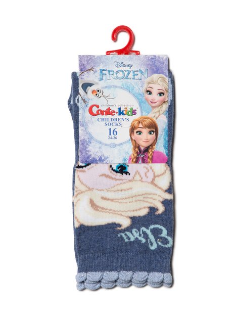 Шкарпетки дитячі бавовняні Conte Kids ©Disney Frozen (з люрексом, стразами), темный джинс, 16, 24, Темно-синий