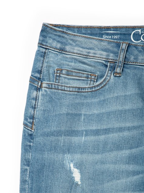 Ультрамодні eco-friendly джинси з ефектом потертості Conte Elegant CON-145, mid blue, L, 46/164, Синий