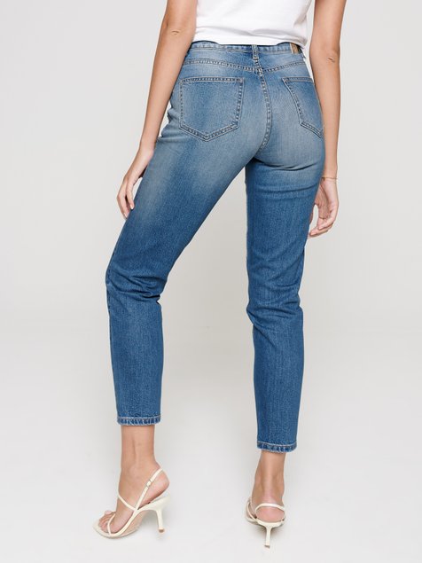 Eco-friendly джинси з високою посадкою Conte Elegant Mom Fit CON-187, mid blue, XS, 40/164, Синий