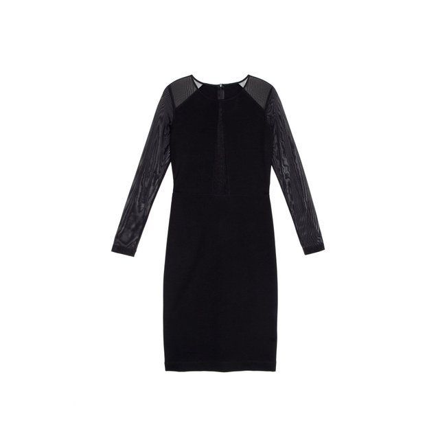 Сукня супероблягаючого крою зі вставкою з прозорої сітки Conte Elegant LPL 1062, royal black, L, 46/170, Черный