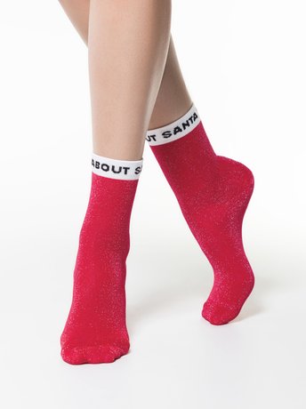 Шкарпетки жіночі віскозні Conte Elegant NEW YEAR, Червоний, 36-39, 36, Красный