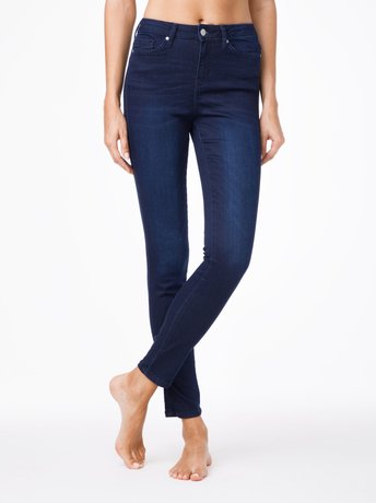 Ултракомфортные джинсы Skinny с высокой посадкой Conte Elegant CON-82, Темно-синий, L, 46/164, Темно-синий