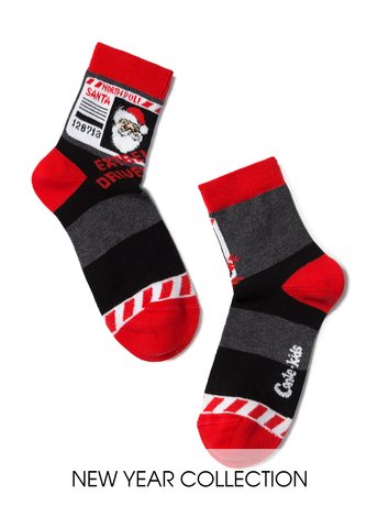 Шкарпетки дитячі Conte Kids NEW YEAR, Темно-сірий, 16-18, 24, Темно-серый