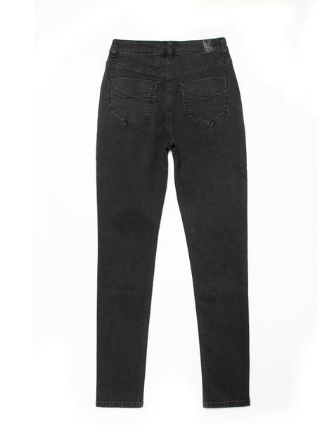 Моделирующие джинсы skinny с высокой посадкой Conte Elegant CON-286, washed black, M, 44/170, Черный