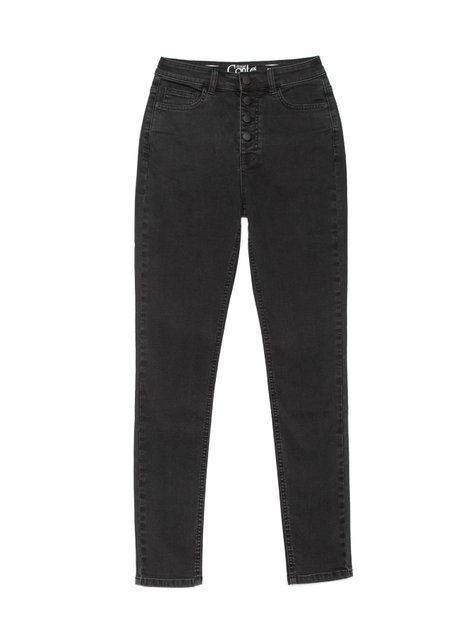 Моделирующие джинсы skinny с высокой посадкой Conte Elegant CON-286, washed black, M, 44/170, Черный