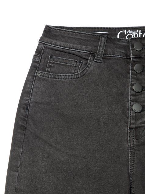 Моделирующие джинсы skinny с высокой посадкой Conte Elegant CON-286, washed black, M, 44/170, Черный
