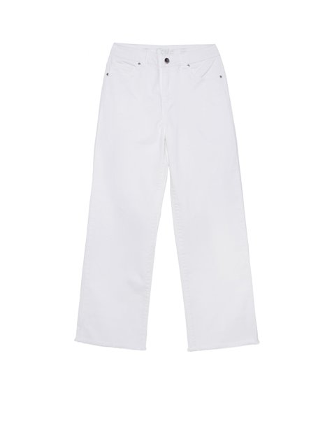 Укороченные джинсовые брюки с высокой посадкой и необработанным краем Conte Elegant CON-243, white, XS, 40/164, Белый