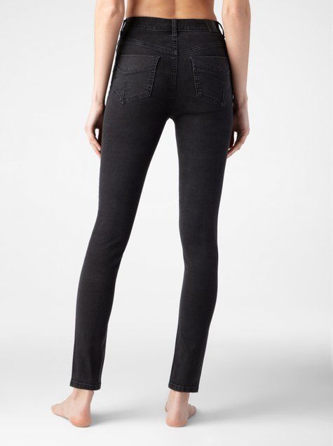 Моделирующие джинсы skinny с высокой посадкой Conte Elegant CON-286, washed black, M, 44/170, Черный