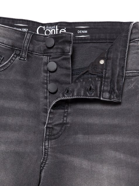 Моделюючі eco-friendly джинси skinny з високою посадкою Conte Elegant CON-225 Lycra®, washed black, XS, 40/164, Черный