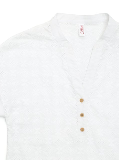 Блузка с вышивкой ришелье из хлопка премиального качества Conte Elegant LBL 1090, white, XL, 48/170, Белый