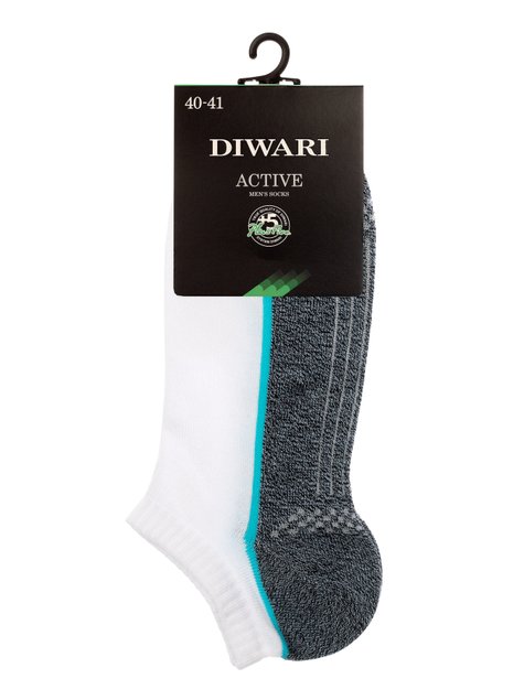 Носки мужские DiWaRi ACTIVE (ультракороткие), Белый-джинс, 40-41, 40, Комбинированный