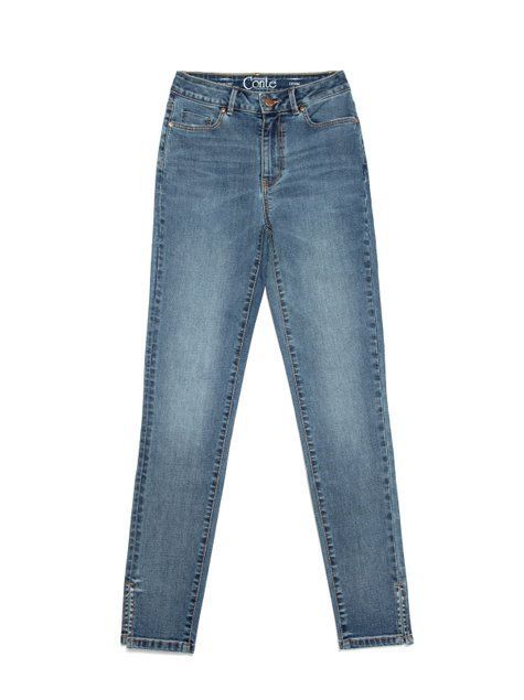 Укорочені джинси skinny з розрізами та високою посадкою Conte Elegant CON-346, mid blue, XS, 40/164, Синий