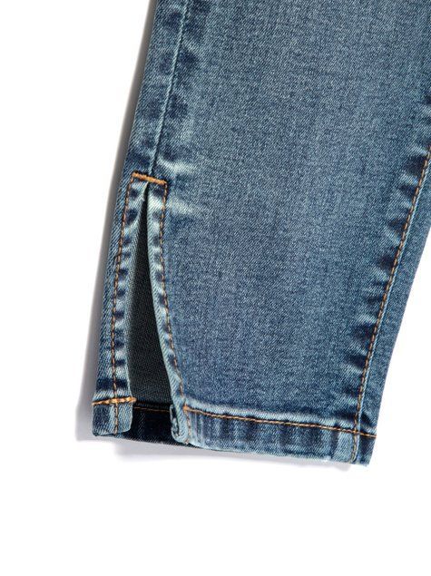 Укорочені джинси skinny з розрізами та високою посадкою Conte Elegant CON-346, mid blue, XS, 40/164, Синий