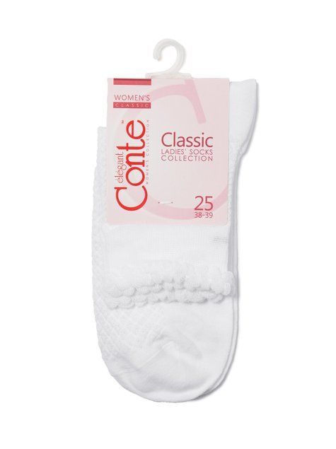Шкарпетки жіночі бавовняні Conte Elegant CLASSIC (тонкі), Білий, 38-39, 38, Белый