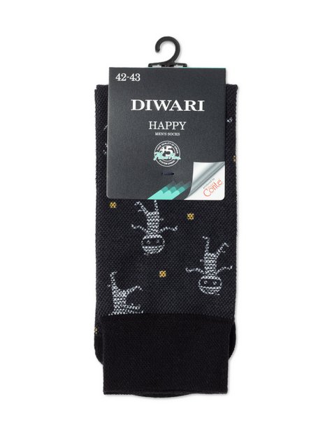 Носки с хлопком DiWaRi HAPPY 20С-202СП, Черный, 40-41, 40, Черный