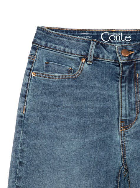 Укорочені джинси skinny з розрізами та високою посадкою Conte Elegant CON-346, mid blue, XS, 40/164, Синий