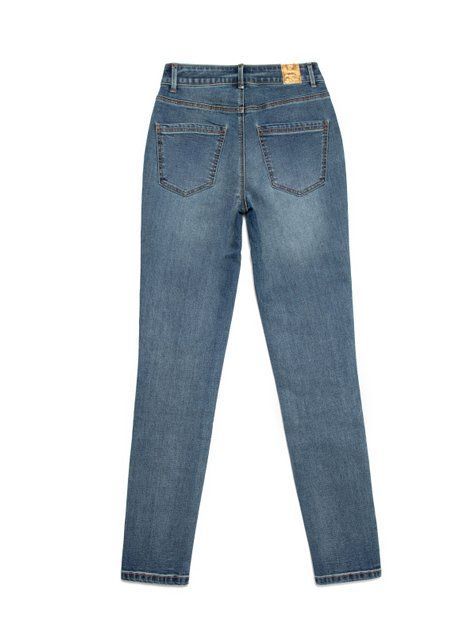Укорочені джинси skinny з розрізами та високою посадкою Conte Elegant CON-346, mid blue, XS, 40/164, Синий