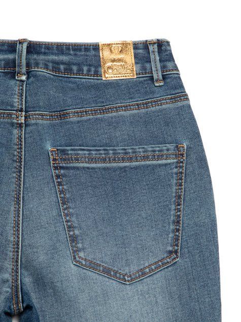 Укорочені джинси skinny з розрізами та високою посадкою Conte Elegant CON-346, mid blue, XS, 40/164, Синий