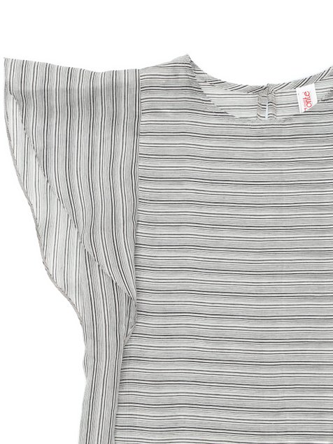 Блузка с широкими воланами из вискозы и льна Conte Elegant LBL 1098, grey-black, XS, 40/170, Комбинированный