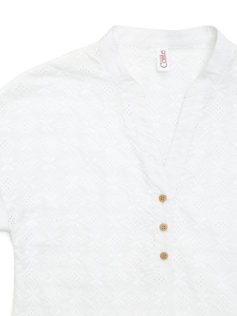 Блуза з вишивкою рішельє з бавовни преміальної якості Conte Elegant LBL 1090, white, XS, 40/170, Белый