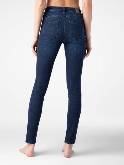 Моделирующие джинсы skinny с высокой посадкой Conte Elegant CON-273, washed indigo, XS, 40/164, Светло-голубой
