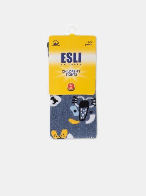 Колготки детские из хлопка, с рисунками ESLI 21С-72СПЕ, темный джинс, 80-86, 80см, Темно-синий