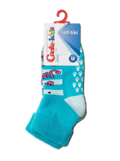 Шкарпетки дитячі Conte Kids SOF-TIKI (махрові з відворотом та проти ковзання), Бирюза, 12, 18, Бирюзовый