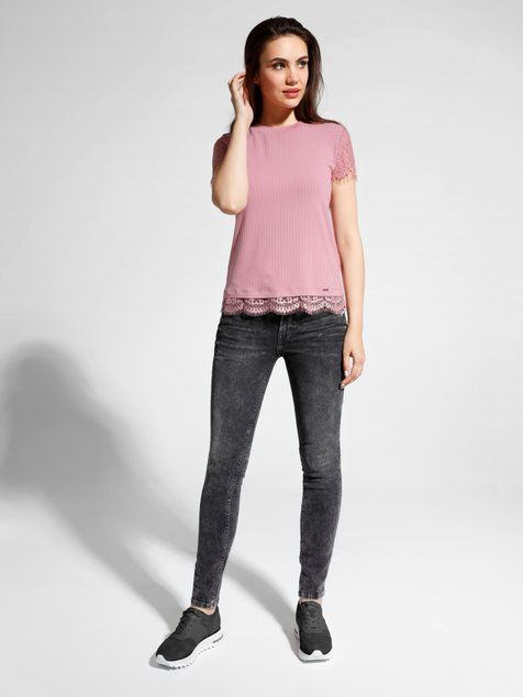 Фактурный топ из вискозы премиального качества с кружевом Conte Elegant LD 1033, deep dusty rose, XS, 40/170, Розовый