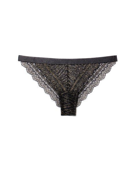 Трусы женские "танга" Conte Elegant MONIKA LTA 882, nero-gold, XS, 40, Комбинированный