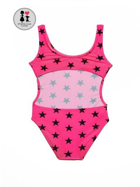 Злитий купальник з зірками Conte Elegant SUPER STAR, fucsia, 158-164, 158см, Фуксия