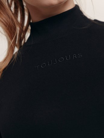 Боди-водолазка с вышивкой "Toujours" Conte Elegant LBD 1384, black, XS, 40/170, Черный