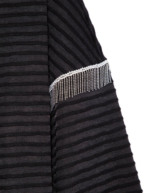 Ультрамодный фактурный джемпер с металлическим декором на рукавах Conte Elegant LD 853, Nero, XS, 40/170, Черный