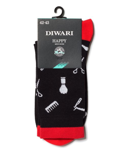 Шкарпетки чоловічі "DIWARI" HAPPY (бавовняні), Черный, 40-41, 40, Черный