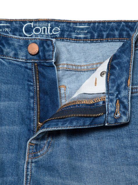 Eco-friendly джинси з високою посадкою Conte Elegant Mom Fit CON-187, mid blue, XS, 40/170, Синий