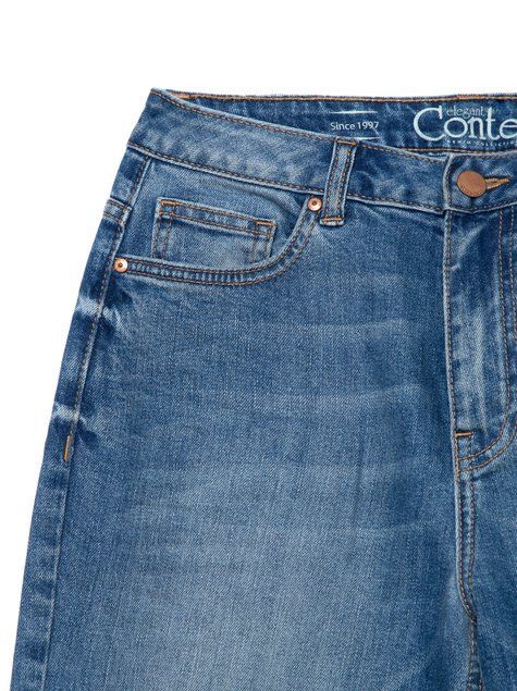 Eco-friendly джинси з високою посадкою Conte Elegant Mom Fit CON-187, mid blue, XS, 40/170, Синий