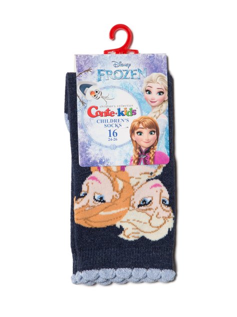 Шкарпетки дитячі бавовняні Conte Kids ©Disney Frozen (з люрексом, стразами), Темно-синій, 18, 27, Темно-синий
