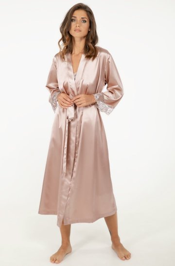 Жіночий халат KLEO 3330 CRYSTAL ROSE, Рожева пудра, XL, 42, Рожева пудра