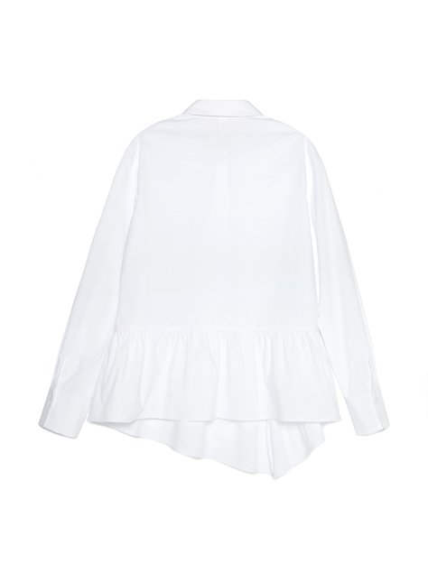 Біла бавовняна сорочка з асиметричною баскою Conte Elegant LBL 1040, white, XL, 48/170, Белый
