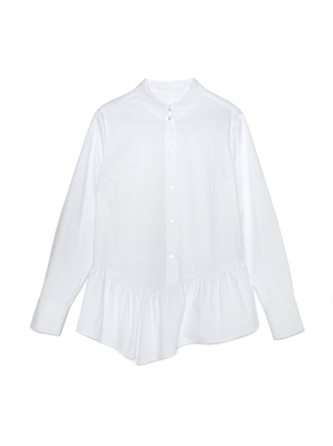 Белая хлопковая рубашка с ассиметричной баской Conte Elegant LBL 1040, white, XL, 48/170, Белый